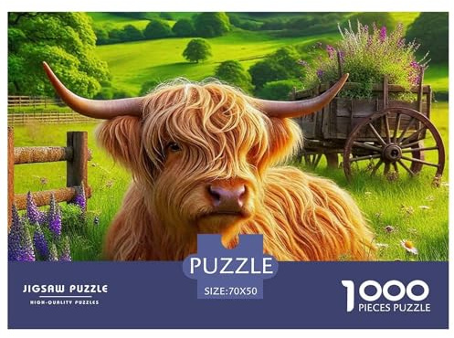 Yak Puzzle 1000-teilige Wiese Puzzles Impossible Geschicklichkeitsspiel 100% Recycelter Pappe Geschenke Für Frauen Männer 70x50cm/1000pcs