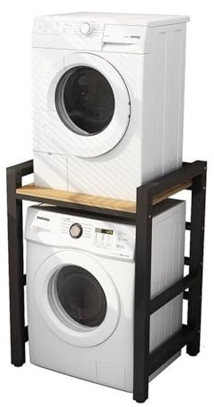 FYZPIVM Washer and Dryer Stand for Home, Over Washer and Dryer Shelves, 3 Adjustable Height Washer Dryer Stacking Rack, Laundry Shelf for Bathrooms and Balconies(Black)