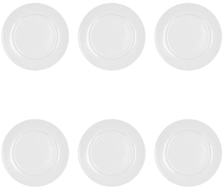 Bidasoa Set de 6 platos llanos Glacial Ala Ancha de porcelana 30 cm | Blanco, Porcelana, formato redondo, acabado brillo, 30 cm, 6 piezas, apilable, apto para microondas, apto para frigorífico