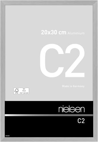 nielsen Bilderrahmen, 20 x 30 cm, Aluminium, Silber matt, Fotorahmen zum Auftstellen und Aufhängen im Hoch- & Querformat, Echtglas, C2