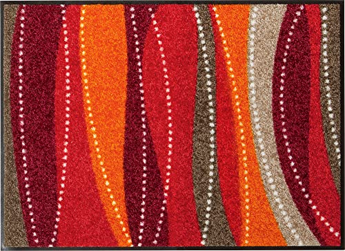 Erwin Müller Fußmatte Saarburg, Schmutzfangmatte, Sauberlaufmatte - rutschfest, langlebig, pflegeleicht, für Fußbodenheizung geeignet, ca. 7 mm Höhe - rot Größe 50x75 cm