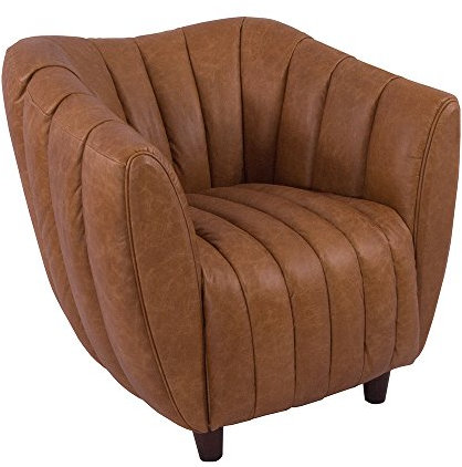 Cocktailsessel Juniper gerippt Columbia Brown Vintage Leder Sessel