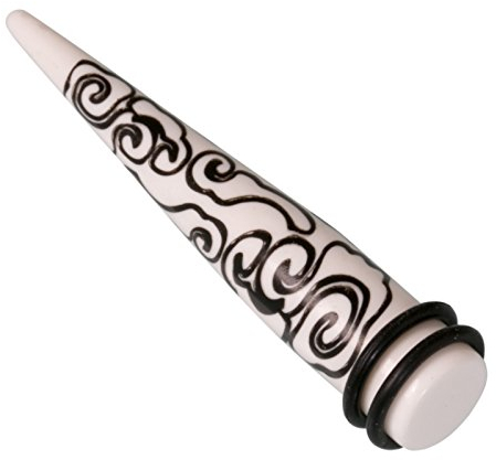 Fly Style Dehnstab Taper Acryl Ohr Plug Flesh Tunnel 4-14 mm Tribal weiß exa009, Grösse:6 mm