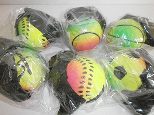 Schnooridoo 4 x Springball am Band mit Handmanschette, Flummi, Jojoball 4,7 cm Ball - Kinderspielzeug - Ballspielzeug - 4 Bälle, 4 Handmanschetten - All Ages