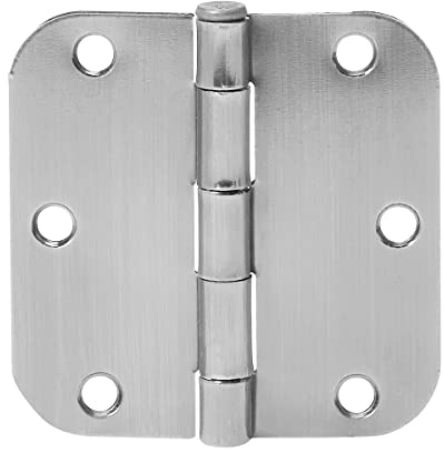 Amazon Basics Rounded Interior Door Hinges with Screws, 3.5 x 3.5, Satin Nickel, Curved Corners, 18-Pack