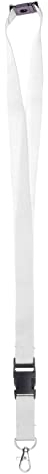 Karteo Schlüsselband weiß mit Karabinerhaken und Sicherheitsverschluss [1 Stück] Lanyard mit Schnalle für Kartenhüllen Kartenhalter und Ausweise