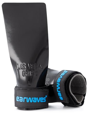 Earwaves® Las Vegas™ NO Chalk Maniques I Grips sans magnésie magnésium I sans Trous I Design sans Doigts I pour athlètes I Cross-Training I Idéal pour Gymnastique (Noir, Regular)