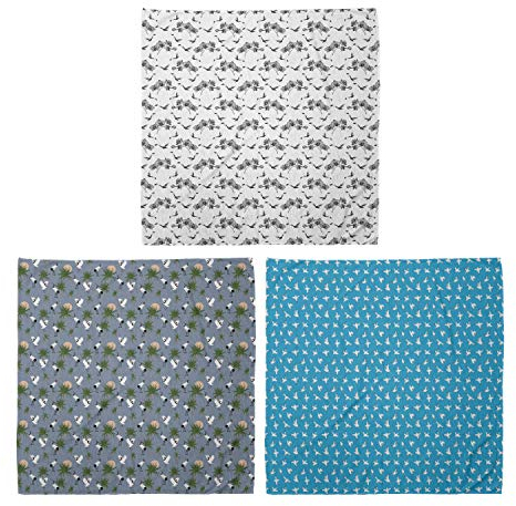 ABAKUHAUS Unisex Bandana, Kolibris und Orchideen japanische Kräne und Bush Möwen über das Meer, 3er Pack, Mehrfarbig