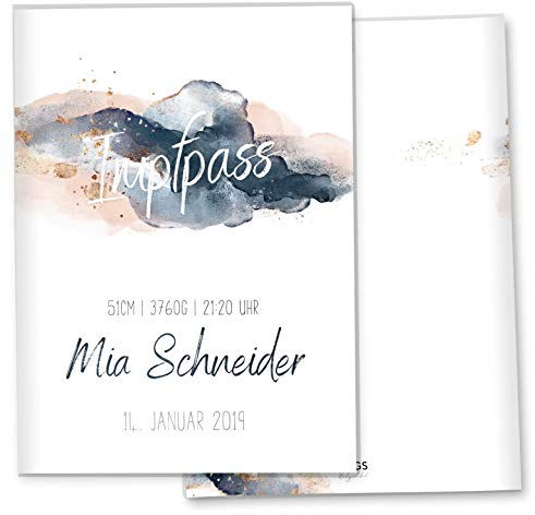 OLGS Impfpasshülle Golden Glamour Splash, Ausweishülle für Dokumente & Impfpass MIT DER GRÖßE 9,3x13CM personalisiert mit Name