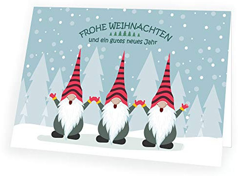 Seelenzauber Weihnachtskarte Wichtel - Trio mit passendem Umschlag 5x Karte 5x Umschlag
