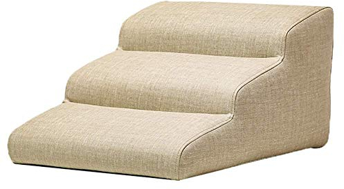 BGSFF Pet Stair Cosy High 10,6/14,1 Zoll, Schwammstufen für Hunde/Katzen, Bettcouch Fensterbank, rutschfest (Farbe: Cremeweiß, Größe: S)
