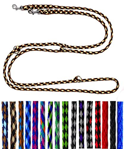 Hundeleine kleine Hunde bis 15 Kg/Doppelleine 4-Fach verstellbar 2,40m / 2,80m / 3,50m Führleine sehr leicht & robust (2,40m 3-Fach verstellbar, Brownie (Schwarz-Braun-Beige))