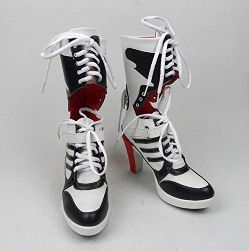 Selbstmordkommando Harley Quinn Stiefel Bota Zubehör Schwarze Frauen Halloween Cosplay Stiefel Schuhe 44