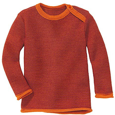 Melange-Pullover Baby & Kleinkind - 100% Bio-Merino – atmungsaktiv & warm - Unisex Gr. 50-104 - nachhaltig & fair – dehnbar mit Knopfverschluss - Made in Germany | Orange-Bordeaux Gr. 50-56