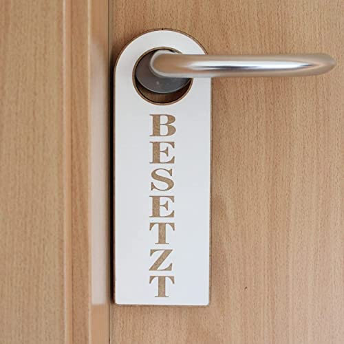 Schild Türanhänger BESETZT FREI - graviert Anhänger WC Toilette Türschild 23x8cm | Dekolando Home Accessoires (Türanhänger BESETZT)