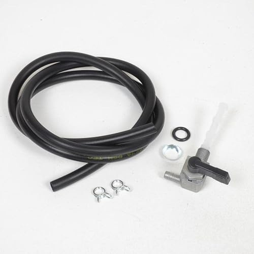 Robinet essence cyclo adaptable mbk 51, 41, club (moteur av10) avec durite noire + colliers