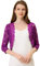 Allegra K Boléro Femme Élégant en Dentelle Floral à 3/4 Manches Cardigan Transparent à Haussement d'Épaule Boléro pour Mariage et Fête Gilet Court Léger Devant Ouvert Rose Violet M
