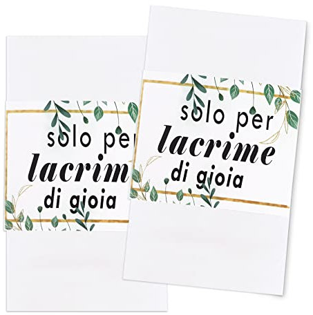 MKISHINE Lacrime di Gioia 50x banderols | bomboniere per Matrimoni | Porta Fazzoletto | Sacchetti,Etichette Carta Lacrime di Gioia,Decorazione di Nozze,custodie per fazzoletti Matrimonio