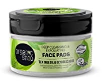 Organic Shop DISCOS FACIALES EXFOLIANTES DE LIMPIEZA PROFUINDA ACEITE DE ÁRBOL DE TÉ Y ÁCIDO GLICÓLICO