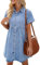 Vetinee Cute Dress Shirt Dresses for Women UK Smock Dress Women Summer Dresses Women's Summer Dresses Short Sleeve Dresses for Women UK Bay Blue Size X-Large Fits UK Size 20 - UK Size 22