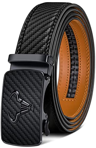 KEMISANT Gürtel Herren, Ratsche Gürtel Automatikschließe Ledergürtel für Herren Business Anzug,Breit 35mm Gürtel,Größe Angepasst(Schwarz-105cm/28-34 taille verstellbar)