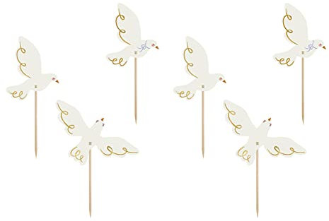 Cake Topper Tauben 14,5cm 6er Set Tortendeko Kuchendeko Torten Kuchen Cupcake Muffin Hochzeit