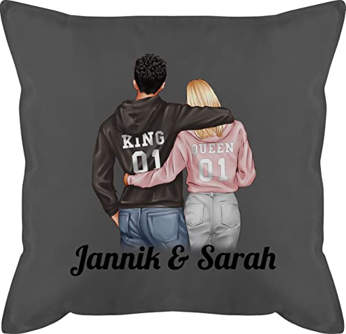 Kissen 50x50 - Ideen - Partner Geschenke Paar King Queen Couple I Pärchen Weihnachts-Geschenke Valentinstag - 50 x 50 cm - Grau - weihnachtsgeschenke für mein schatz partnerkisen liebeserklärung