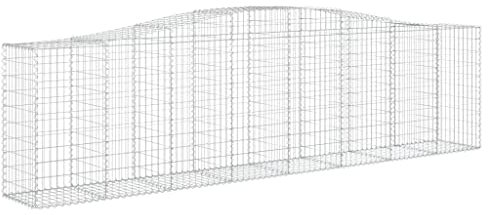 vidaXL 5x Arched Gabion Basket Cage Mesh Wire Stone Basket Outdoor Spiral Retaining Wall Planter Gardens 400x50x100/120 cm Galvanised Iron