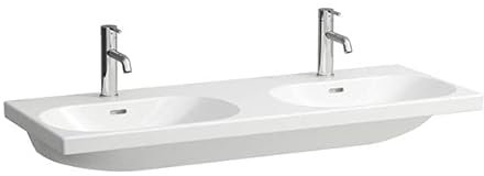 Laufen Lua Doppelwaschtisch, 2 Hahnlöcher, mit Überlauf, 1200x460mm, H814081, Farbe: Weiß mit LCC