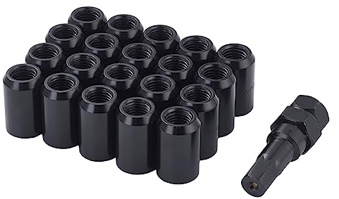 XRMXF 20 Stück Kegel 60° Sechskantschlüssel Sechskantschlüssel Stahl Lug Nuts M12 x 1,5 Radmuttern (Schwarz)