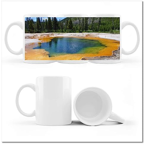 Taza de té café con foto Yellowstone Park