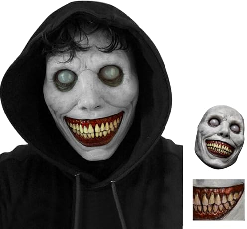 Fengxunzmm Maschera Halloween Horror con Halloween Splatter Coltello, Maschera di Halloween Demoni sorridenti horror, Halloween spaventoso Mask, Creepy Evil Cosplay Puntelli, Costumi di Halloween