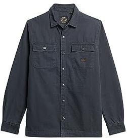 Superdry Canvas Workwear Overshirt T-Shirt, Bleu Marine (Midnight Navy), L Homme
