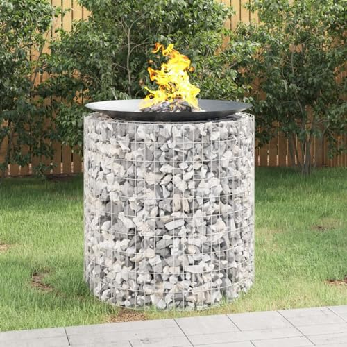 Tidyard Foyer en Gabion Ø 100 cm Fer galvanisé pour Extérieur, Terrasse, Arrière-Cour, Jardin, Barbecue