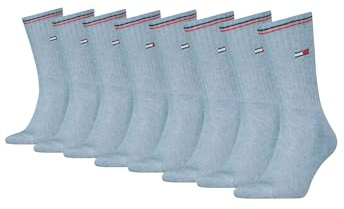 Tommy Hilfiger Lifestyle Crew Socken/lange Tennissocken für Damen & Herren 8-er Pack, Farbe:Light Blue Melange, Socken & Strümpfe:43-46