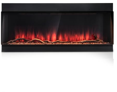 Termofol TF-EF-1S Elektrokamin - Kamin Elektrisch - Heizung Elektrisch - Elektrokamin mit Heizung und Kaminfeuer - Elektrische Kamine - Led Kamin - Kaminofen Elektrisch - Schwarz - 150x46x17,9 cm