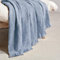 BOURINA Faux Cashmere Fringe Throw Blanket Decorative Lightweight Throw Soft Cozy for Bed or Sofa Outdoor Blanket, 127x178cm Blue