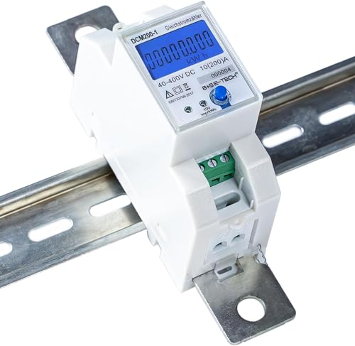 Gleichstromzähler DCM200-1 – Digitaler DC Zähler mit Shunt bis 200A für Hutschiene – Photovoltaik, Solar & PV Messgerät, kWh Stromzähler für PV Anlage & Solarstrom messen
