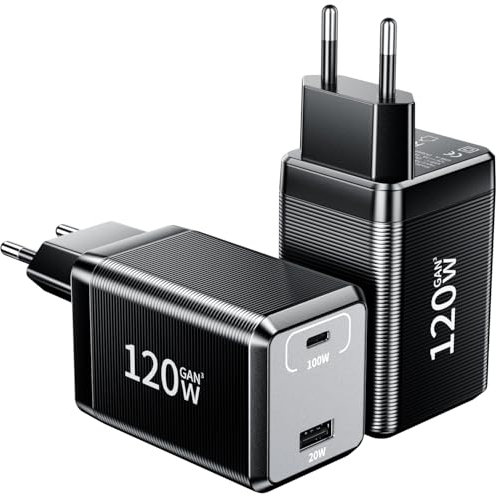 HSSNS 2er-Pack 120W USB C Ladegerät, 2-Port Schnellladegerät PD Fast Charger, USB C Stecker kompatibel mit MacBook Pro/Air, Laptop, iPad Pro, iPhone 16/15 Series, Samsung Galaxy.
