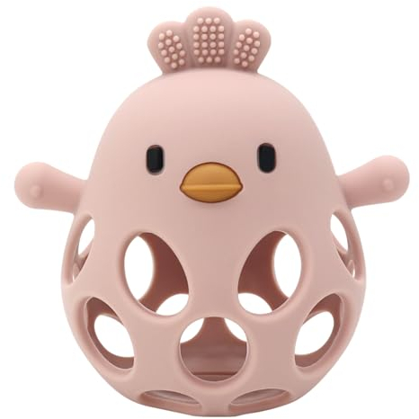 Sichy Teething Toys for Baby - Baby Teether, New Infant Silicone Teether Mitten Baby Teething Glove Prevents Finger Sucking, Teethers for Babies,Teething Relief Chew Toys, Pink