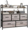 HOMCOM Bedroom Chest of Drawers, Fabric Dresser with 5 Drawers, Storage Organiser Unit with Open Shelves and Metal Frame for Living Room, Entryway, Grey Wood Effect
