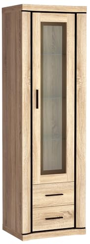 Lomadox Vitrine Vitrinenschrank 1-türig in Sonoma Eiche