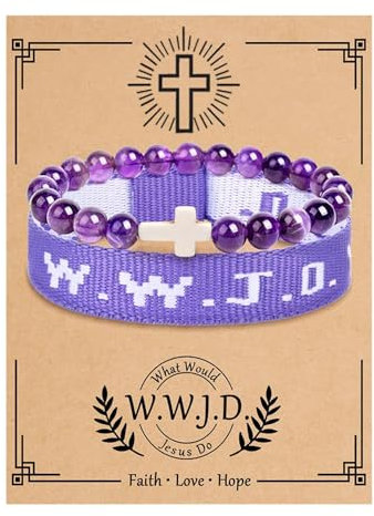 Yjkedfh Glaubensarmband, Perlen-Kreuz-Armband-Set, „Was Würde Jesus Tun“-Armbänder, Inspirierende Christliche Armbänder, Schmuckgeschenk Für Ostern, Erntedankfest, Weihnachten