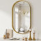 BEAUTYPEAK Miroir Mural - Ovale Noir Cadre Profond Miroir de Salle de Bain, 43x76 cm Or Cadre Ovale en Aluminium Miroir, Miroir Mural Suspendu pour Couloir, Salon, Gold Wall Mirror