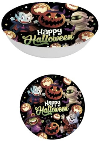 FIESTAS GUIRCA | Kleine Monster Schale wiederverwendbar (32 cm) - Tischdekoration für gruselige Halloween-Partys - Ideal für Monsterfeiern - Schwarz