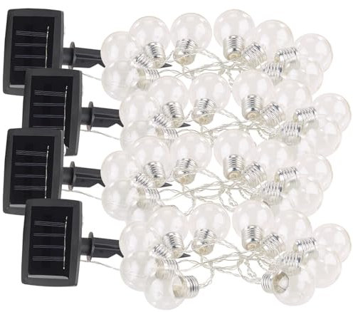 Lunartec Solar Außenlichterkette: 4er-Set Solar-LED-Lichterkette mit 10 LED Glühbirnen, 1,8 Meter, IP44 (Lichterkette Birnen, Terrasse)