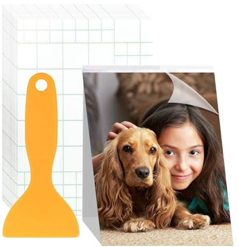 50 Self Sealing Laminating Sheets, 6 Inches Waterproof Clear Laminate Sheets, PVC No Machine Laminating Sheets, No Heat Sticker Paper with Small Scraper, Glossy Cold Laminating Film for Business Card