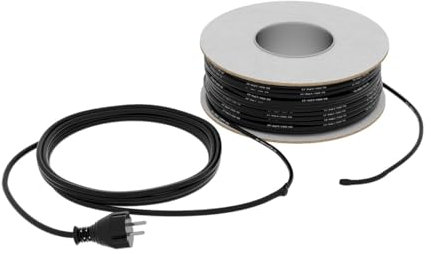 Termofol Heizkabel mit Thermostat KZT - 15m - 225W -Effiziente Rohrbegleitheizung für isolierte Rohre & Tanks, Frostschutz, PVC-Isolation, energiesparend, zuverlässige Pflanzenheizung - 15W/m²