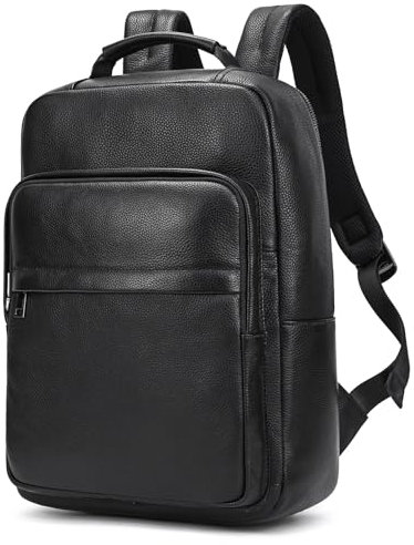 Mochila de negocios para hombre de cuero vintage Mochilas para 15,6 pulgadas MacBook Laptop Daypack para oficina Mochila grande de cuero genuino, mochila para ordenador portátil para hombre, 8019