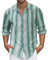 Ryehack Men's Striped Shirt Long Sleeve Casual Linen Cotton Tops Button Down Hawaiian Beach Shirts S-3XL Green
